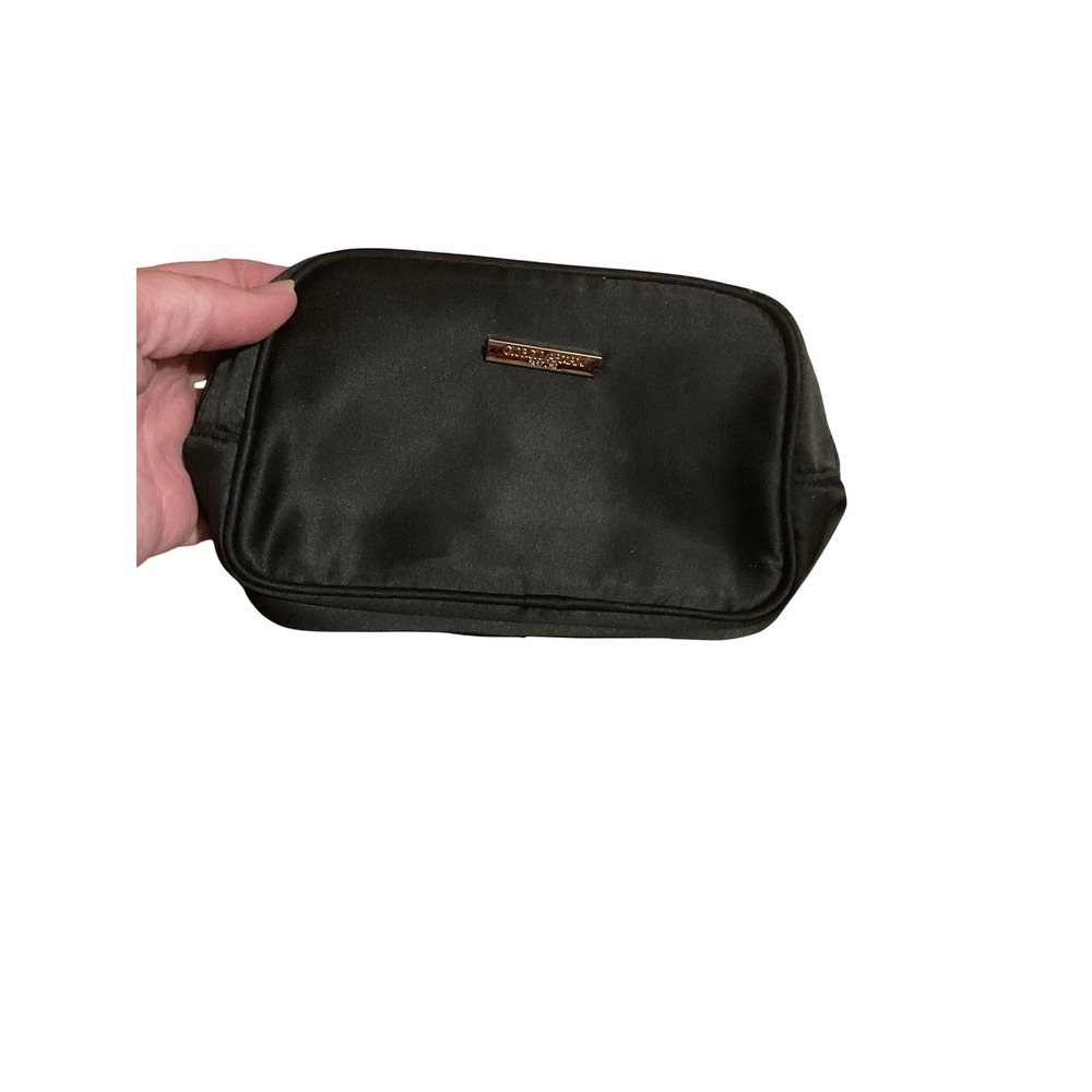 Giorgio Armani Black Satin Cosmetic Bag Pouch Makeup Organizer Pouch